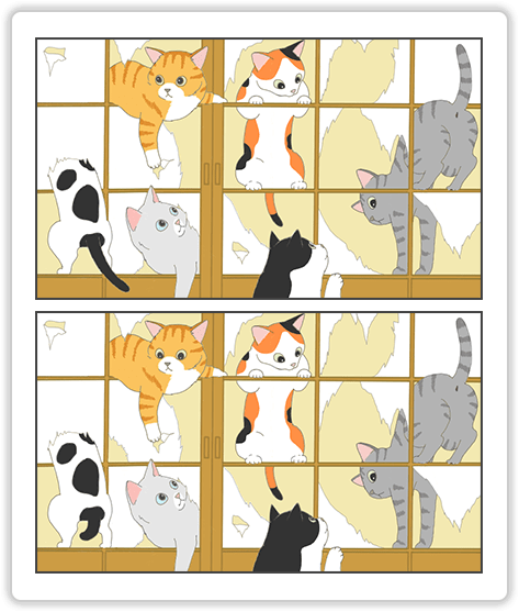 ネコ卍ムズ！まちがい探し サンプル問題画像